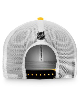 Men's Gold, White Boston Bruins Authentic Pro Rink Trucker Snapback Hat
