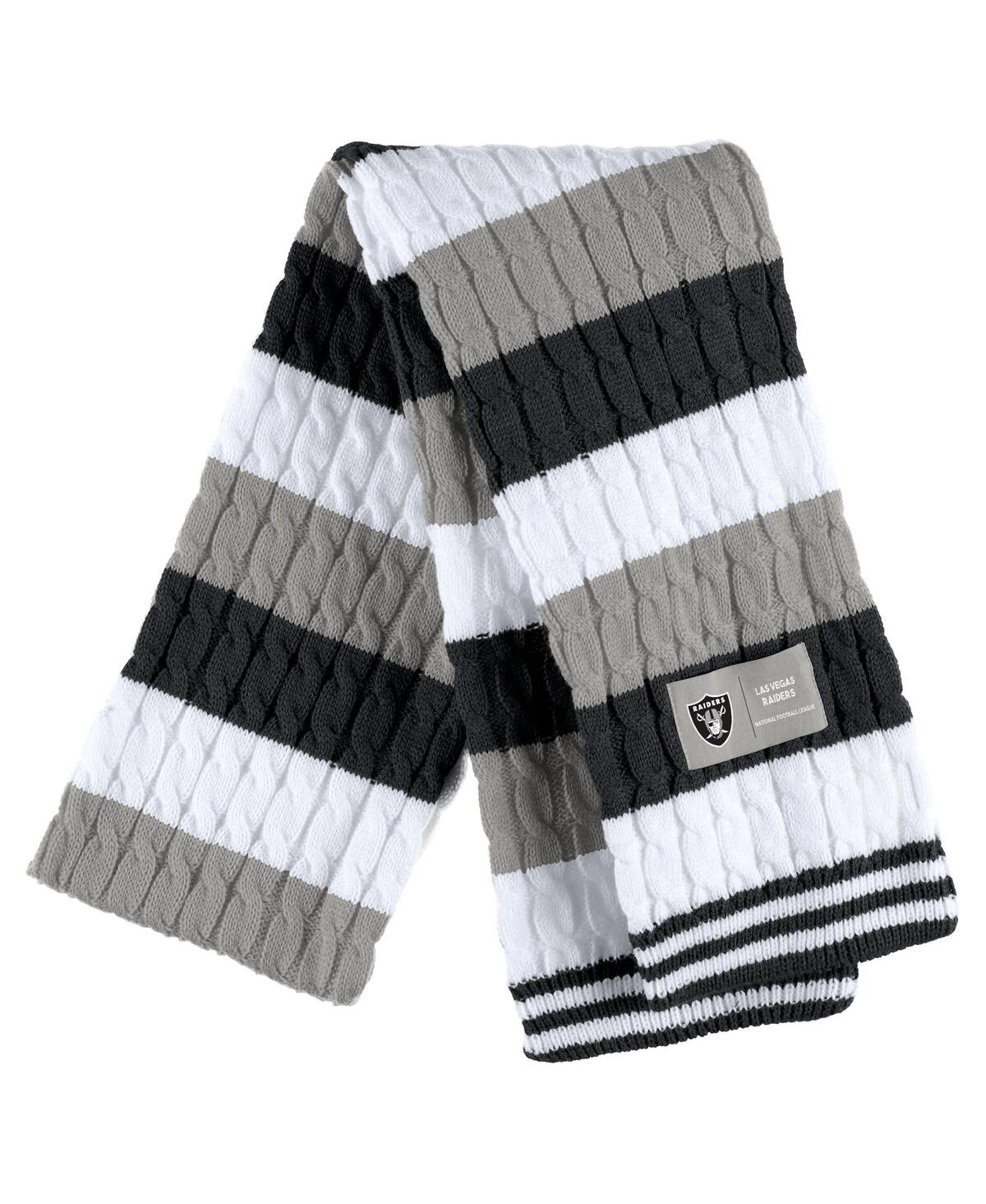 Shop Wear By Erin Andrews Women's  Las Vegas Raiders Striped Scarf And Gloves Set In Multi