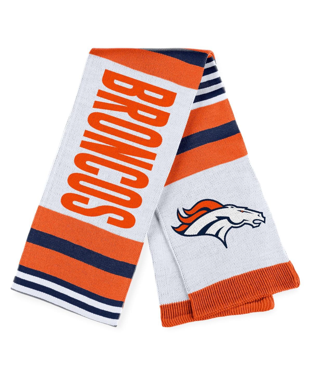 Wear By Erin Andrews Women's  Denver Broncos Jacquard Striped Scarf In White,orange