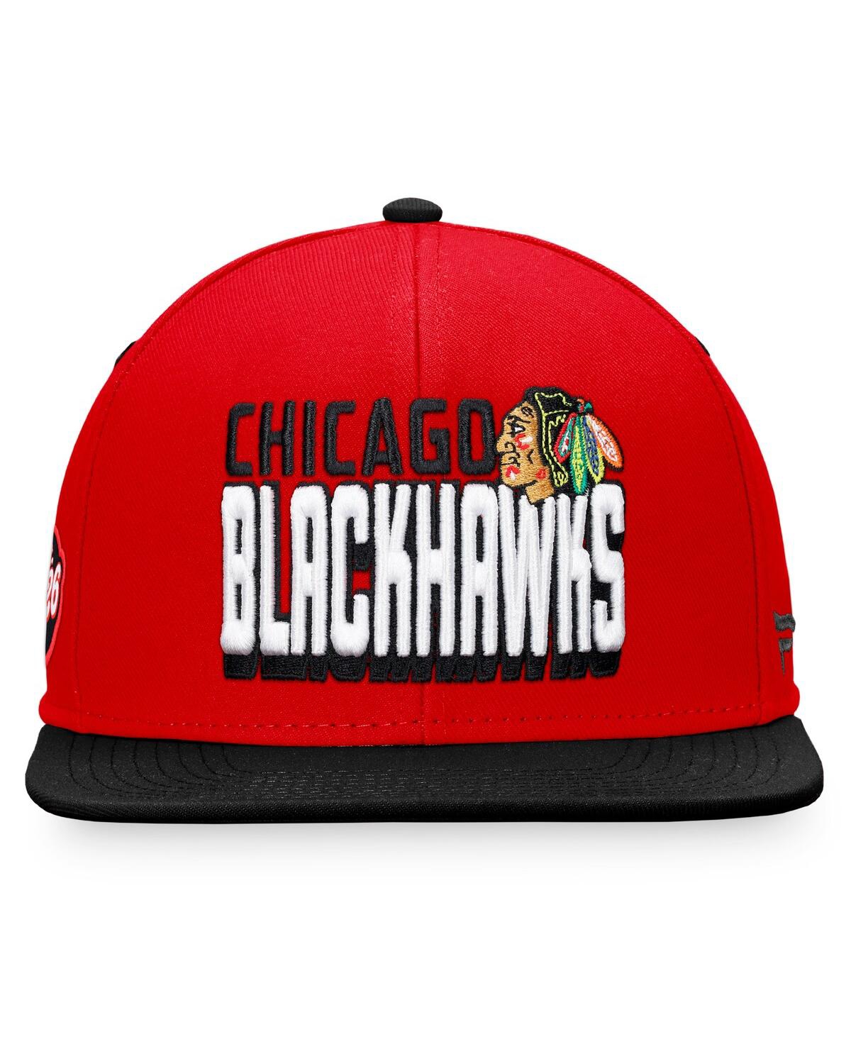 Fanatics Men's  Red, Black Chicago Blackhawks Heritage Retro Two-tone Snapback Hat In Red,black