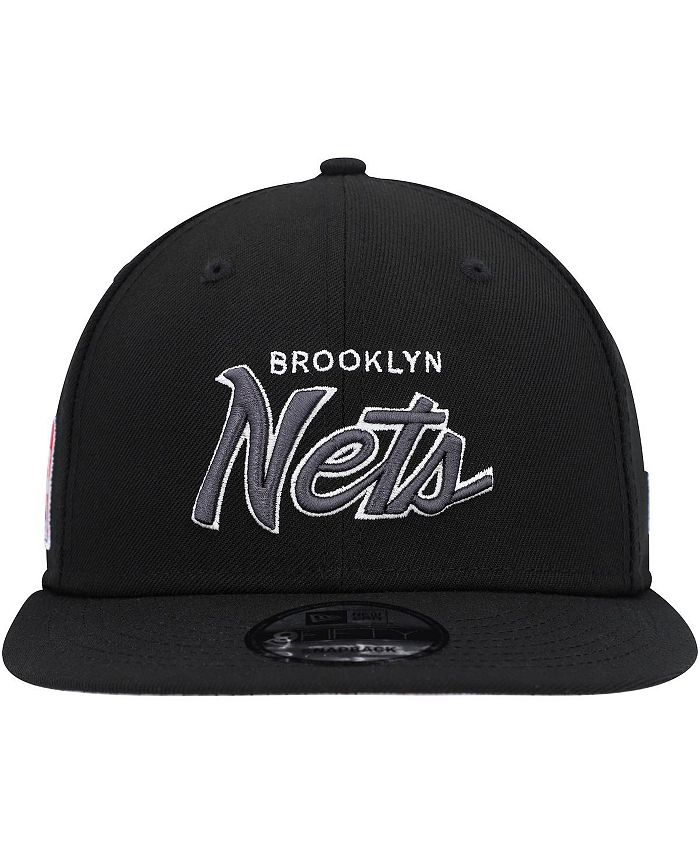 New Era Men's Black Brooklyn Nets Script Up 9FIFTY Snapback Hat Macy's
