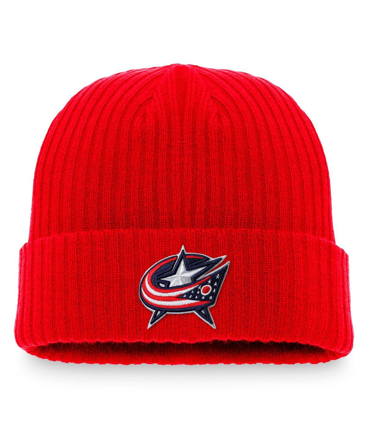 Fanatics Men's  Red Columbus Blue Jackets Core Primary Logo Cuffed Knit Hat