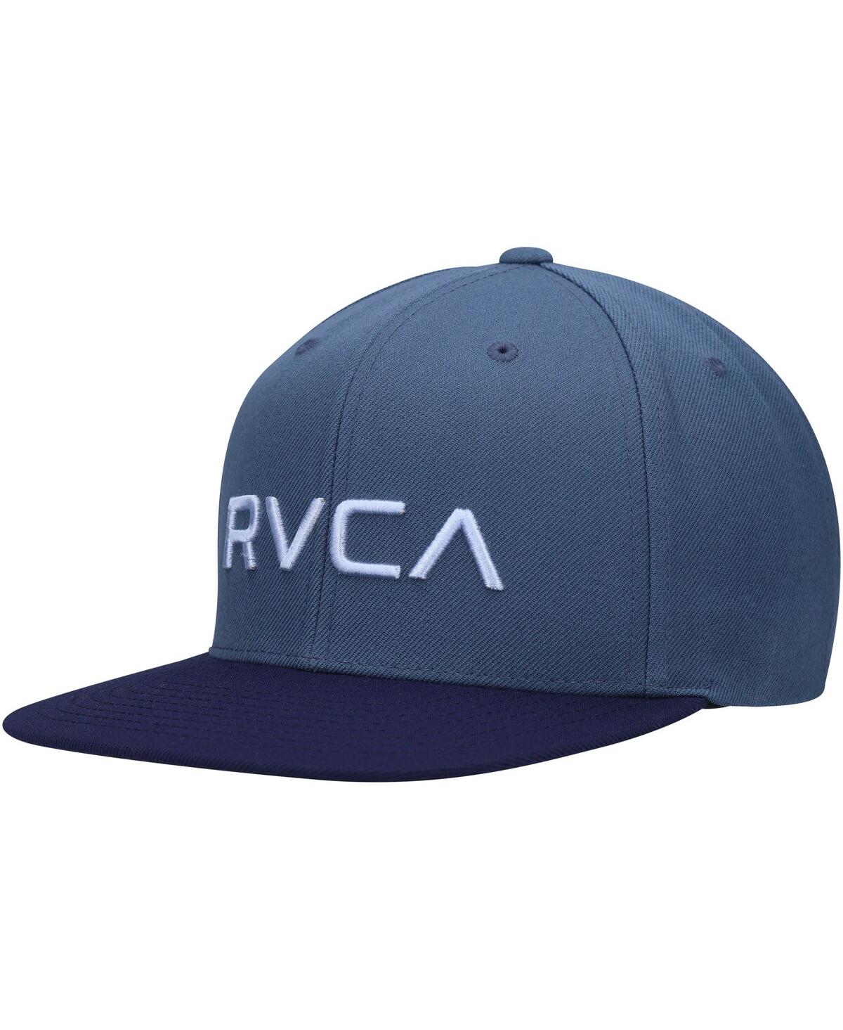 Rvca Men's  Blue And Navy Twill Ii Snapback Hat In Blue,navy