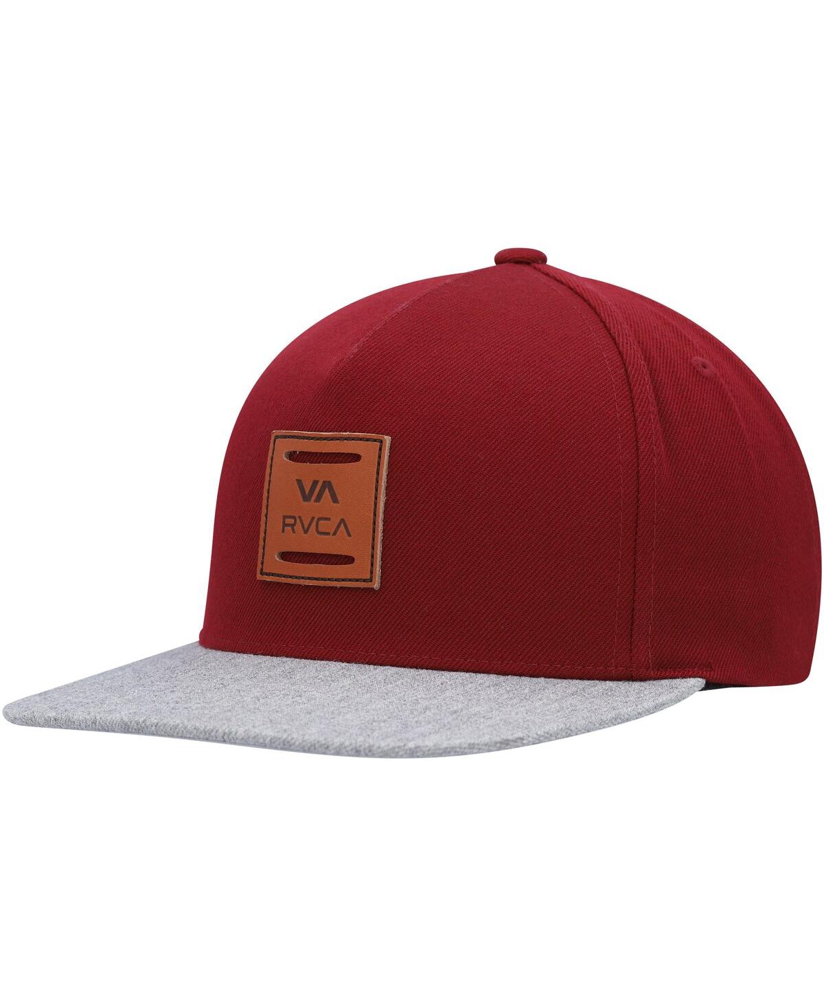 Rvca Men's  Burgundy And Gray All The Way Snapback Hat In Burgundy,gray