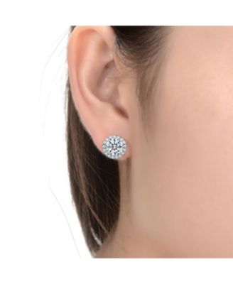 Sterling Silver with Colored Cubic Zirconia Stud Earrings