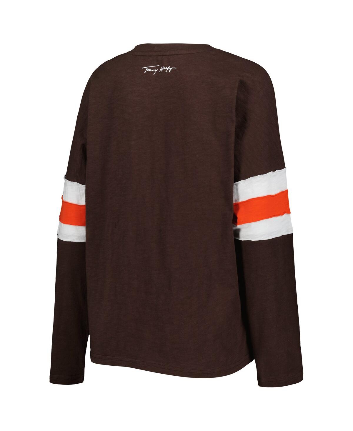 Shop Tommy Hilfiger Women's  Brown Cleveland Browns Justine Long Sleeve Tunic T-shirt