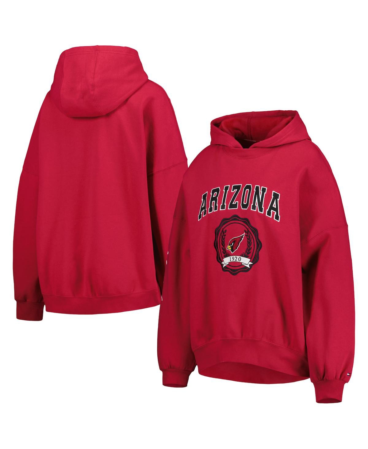Shop Tommy Hilfiger Women's  Cardinal Arizona Cardinals Becca Drop Shoulder Pullover Hoodie