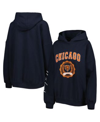 Women's Navy Chicago Bears Becca Drop Shoulder Pullover Hoodie