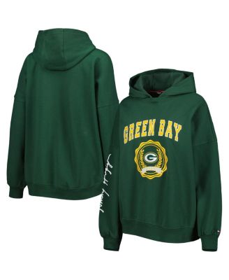 Women's Green Green Bay Packers Becca Drop Shoulder Pullover Hoodie