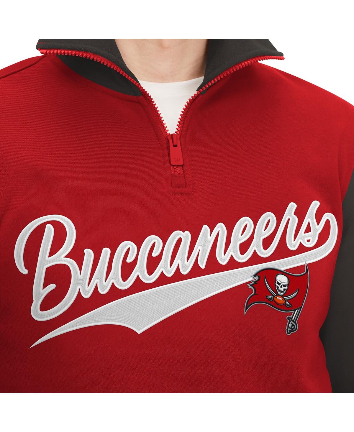Tommy Hilfiger Red/pewter Tampa Bay Buccaneers Aiden Quarter-zip Sweatshirt In Red,pewter