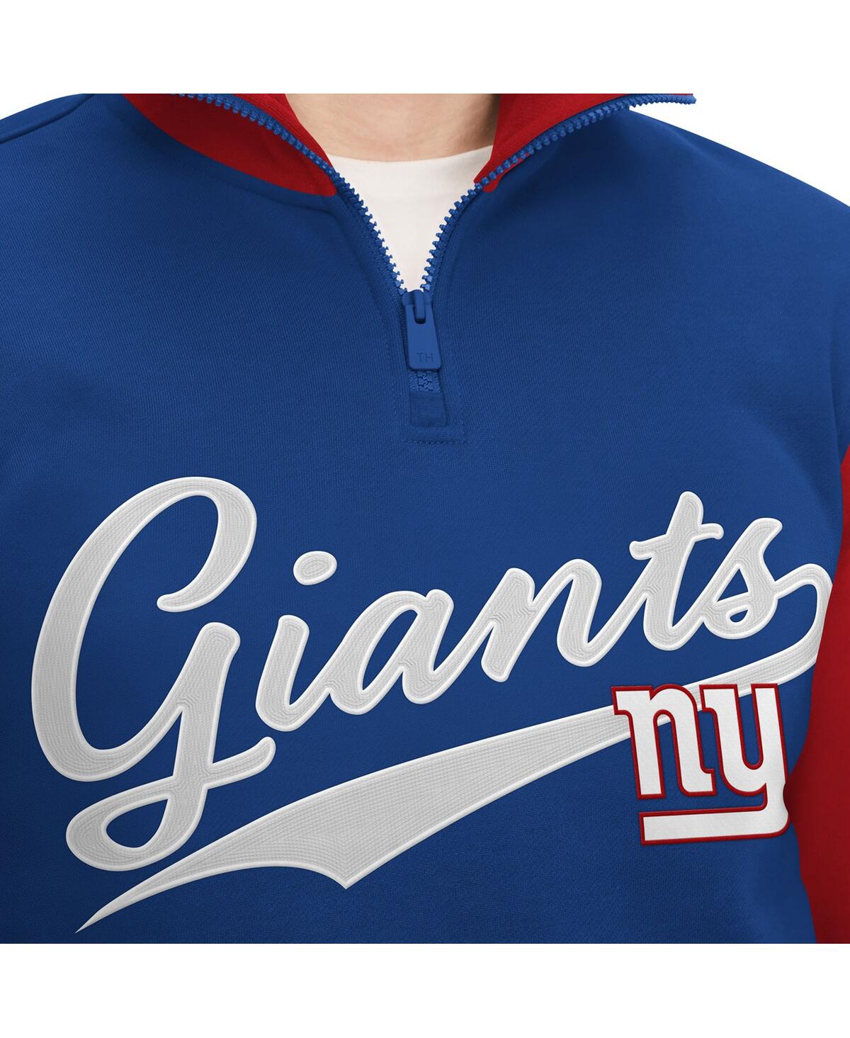 Shop Tommy Hilfiger Men's  Royal, Red New York Giants Aiden Quarter-zip Top In Royal,red