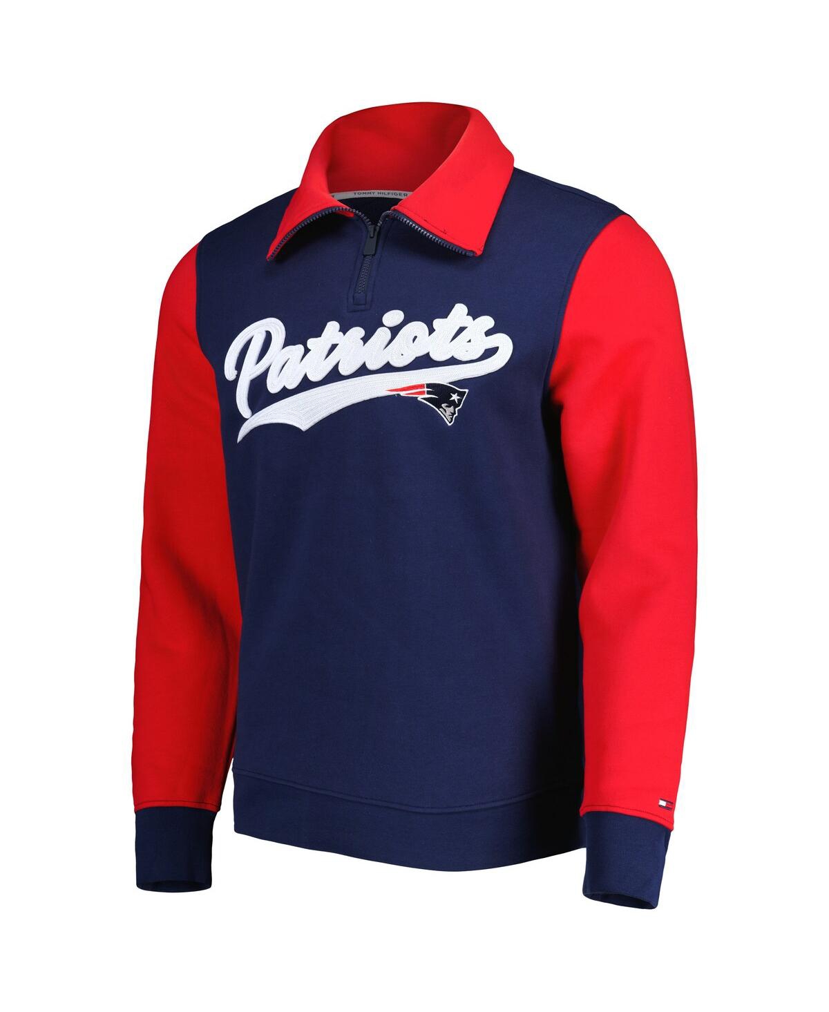 Tommy Hilfiger Men's  Navy, Red New England Patriots Aiden Quarter-zip Top In Navy,red