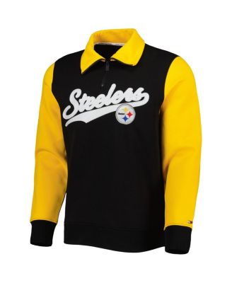 Men's Black, Gold Pittsburgh Steelers Aiden Quarter-Zip Top