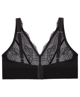 Plus Size Full Figure Bramour Lexington Lace Plunge Wireless Bralette 7013