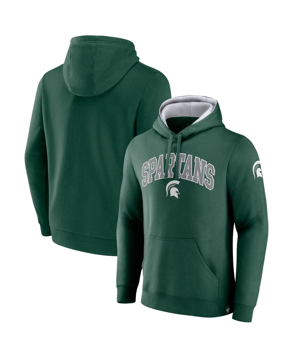 Fanatics Men's  Green Michigan State Spartans Arch And Logo Tackle Twill Pullover Hoodie