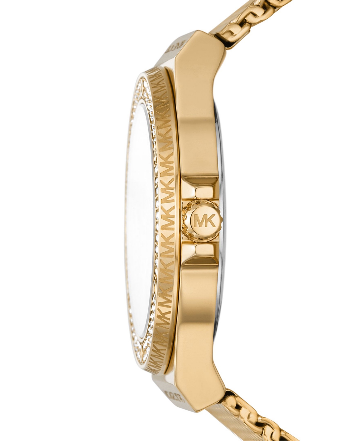 Shop Michael Kors Women's Lennox Three-hand Gold-tone Stainless Steel Bracelet Mesh Watch, 37mm