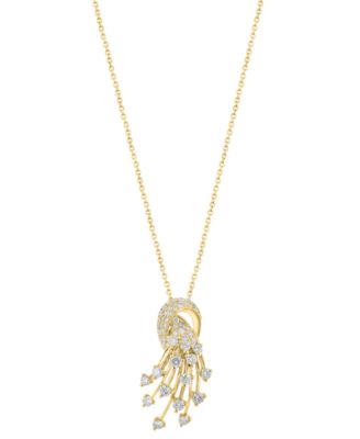EFFY Collection - Diamond Cluster Pendant Necklace (7/8 ct. t.w.) in 14k Gold, 16-3/4" + 1-1/4" extender