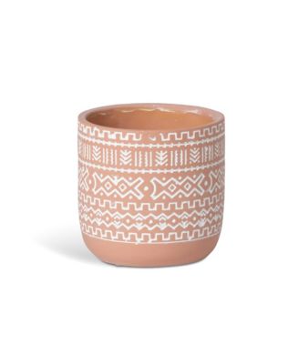 Aztec Pattern Terra Cotta Pot - Macy's
