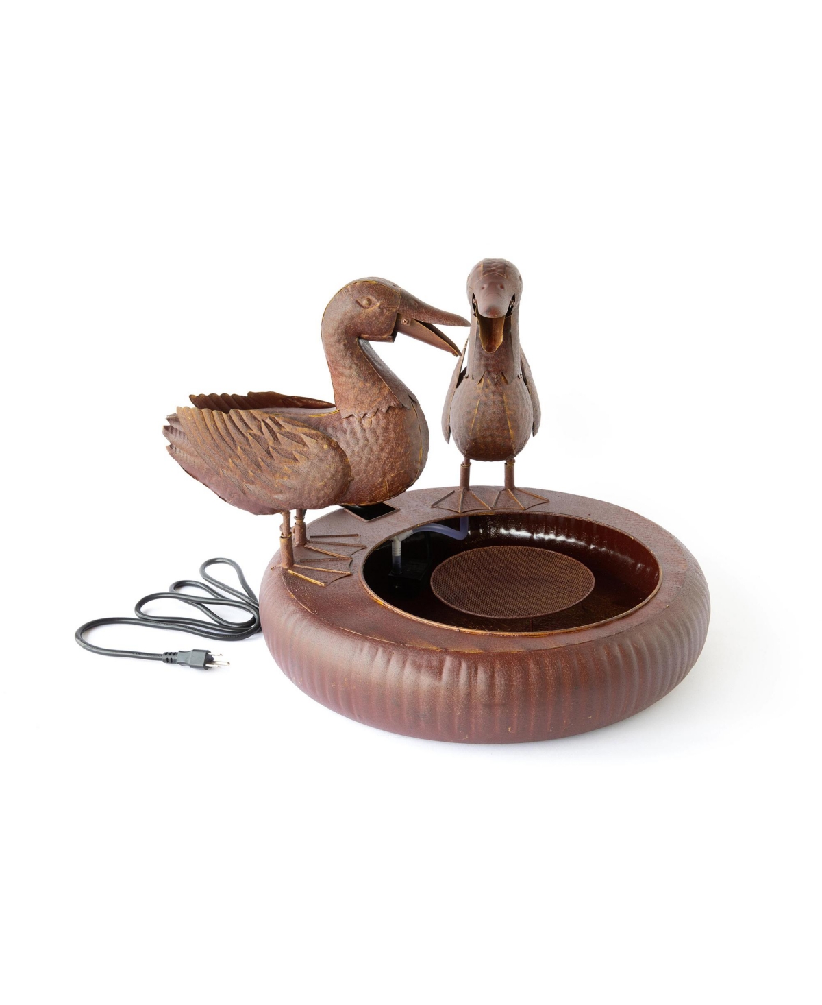 Folk Art Duck Fountain - Rust/ Copper