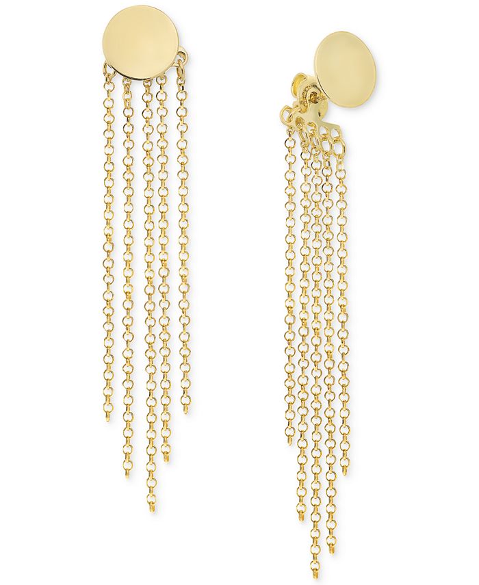 Italian Gold Multi-Chain Disc Front to Back Drop Earrings in 10k Gold ...