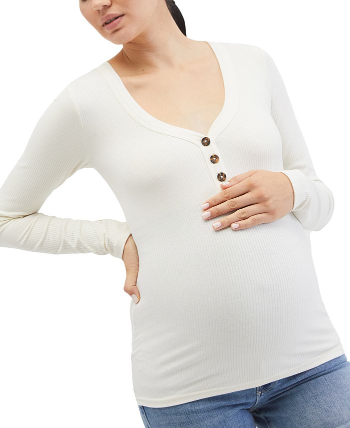 Motherhood Maternity Ribbed Knit Henley Maternity Top Macy's