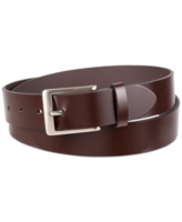 Club Room Men's Square-Buckle Cut-Edge Leather Belt, Created for Macy's - Brown
