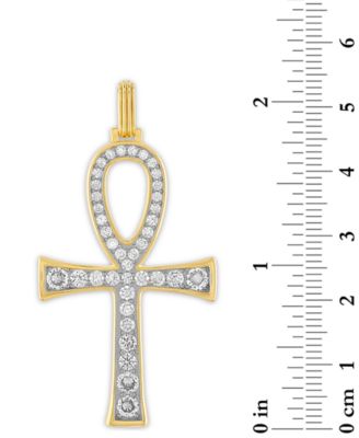 Cubic Zirconia Ankh Pendant in 14k Gold-Plated Sterling Silver, Created for Macy's