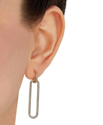 Glitter Paperclip Doorknocker Drop Earrings in 10k Gold, Created for Macy's