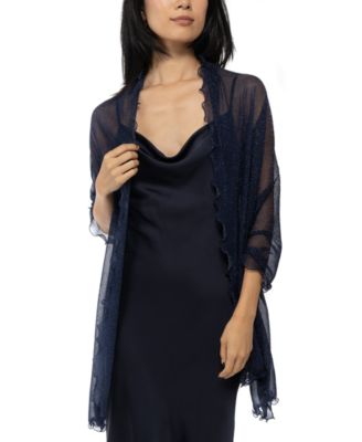 Ruffle-Edge Metallic Evening Wrap