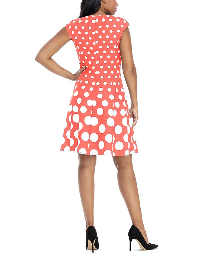 Women's Blue Polka Dots Fit & Flare Midi Dress