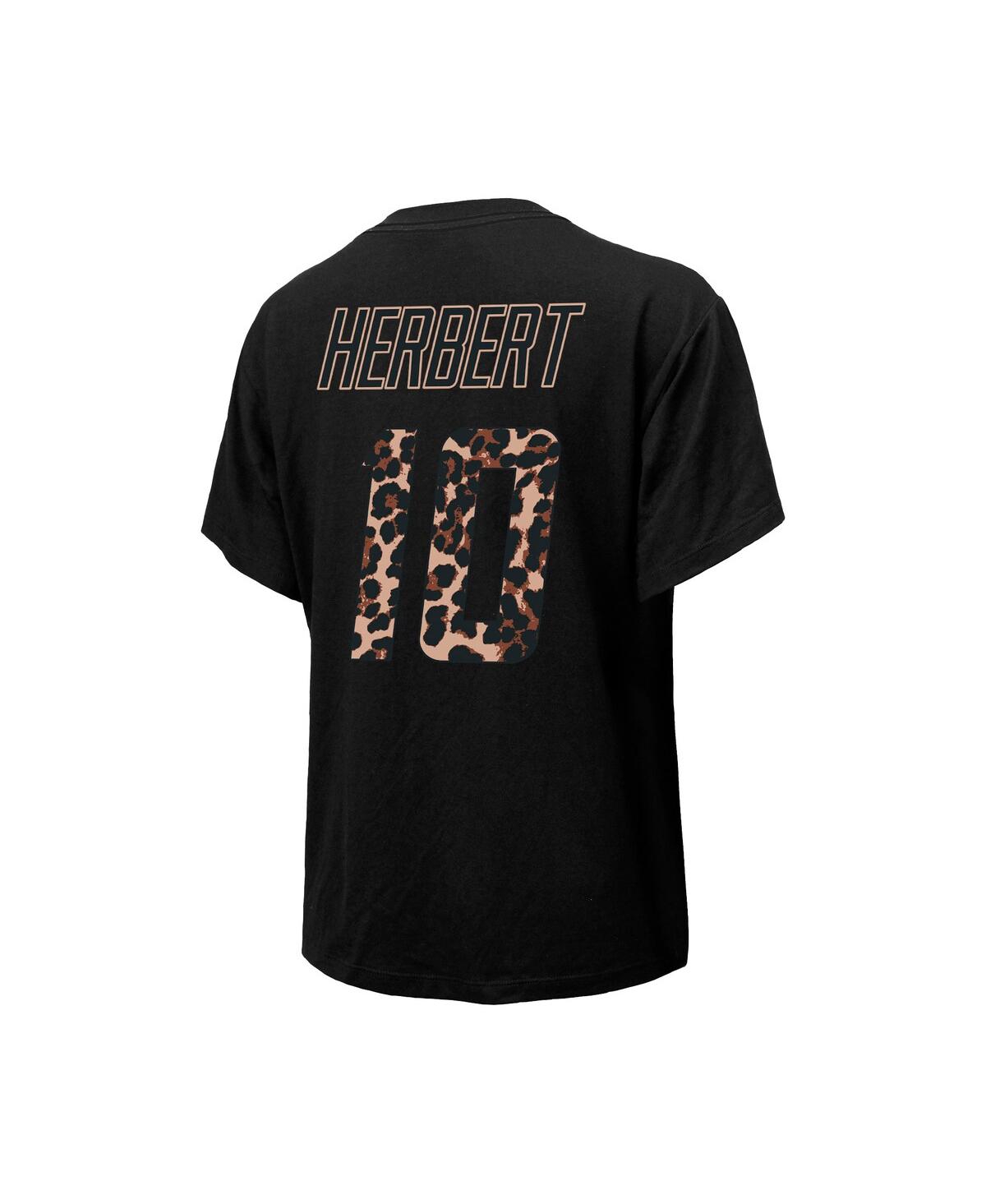 Shop Majestic Women's  Threads Justin Herbert Black Los Angeles Chargers Leopard Player Name And Number Tr