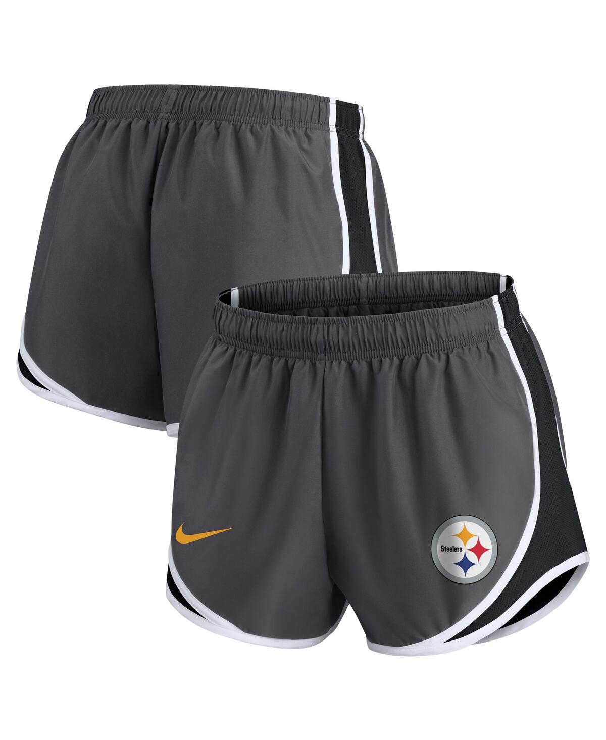 Nike Charcoal Pittsburgh Steelers Plus Size Logo Performance Tempo Shorts In Charcoal