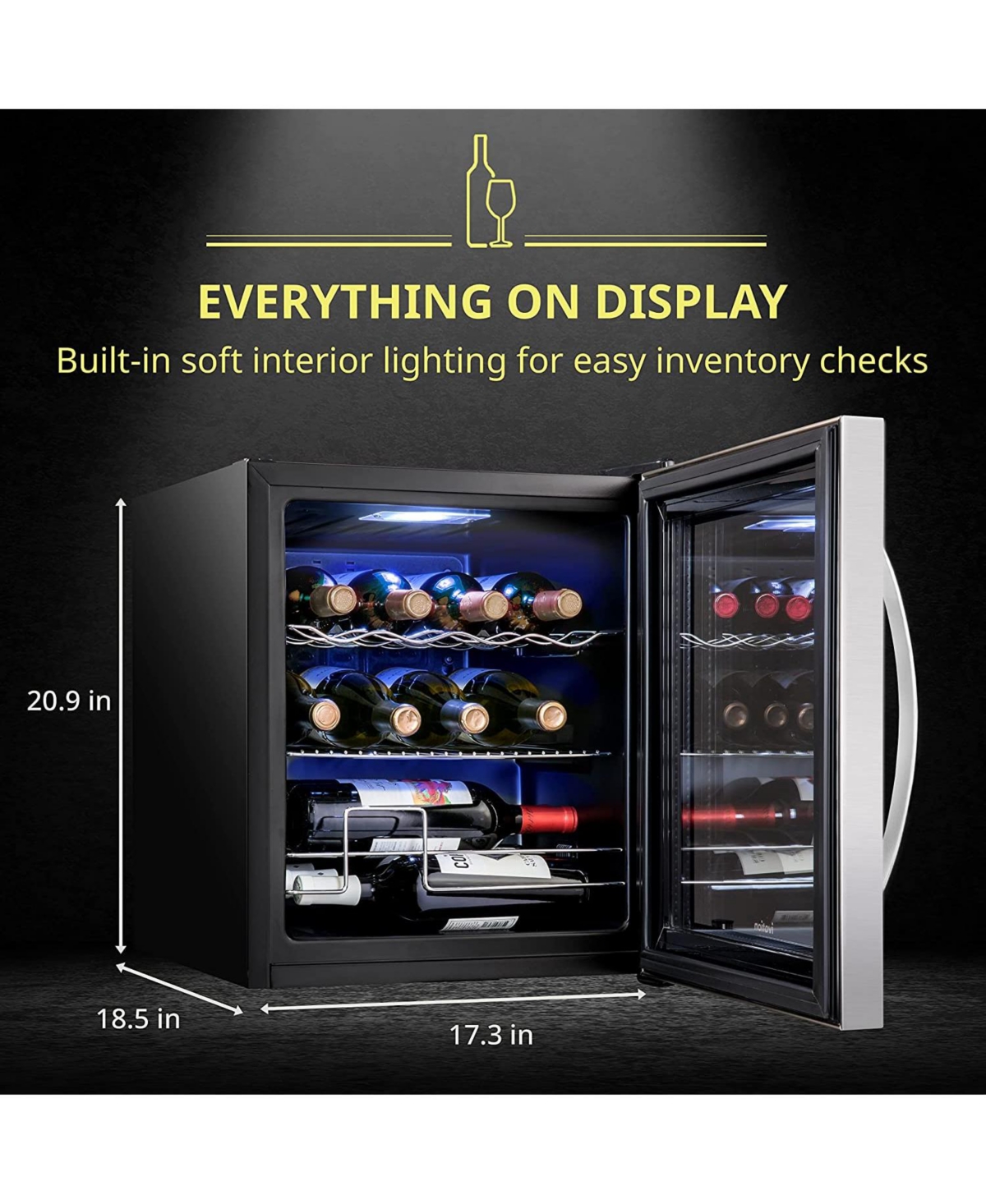 Schmecke Wine Fridge, 12 Bottle Wine Cooler, freestanding