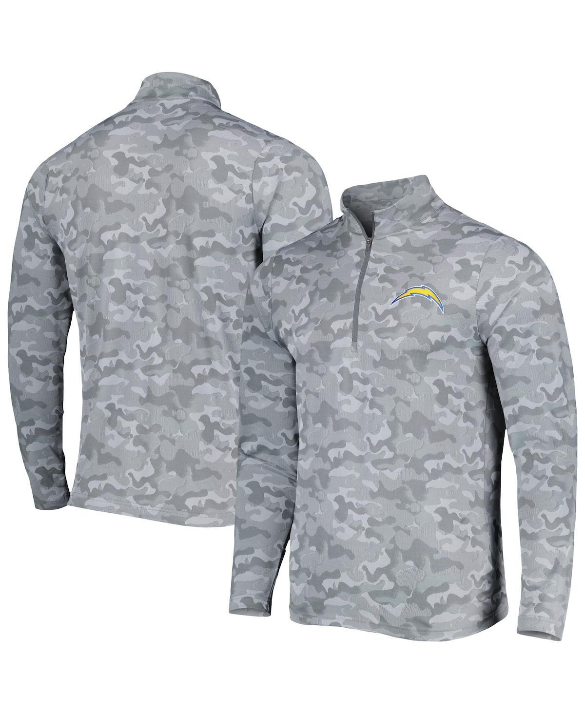 Men's Antigua Gray Los Angeles Chargers Brigade Quarter-Zip Sweatshirt - Gray