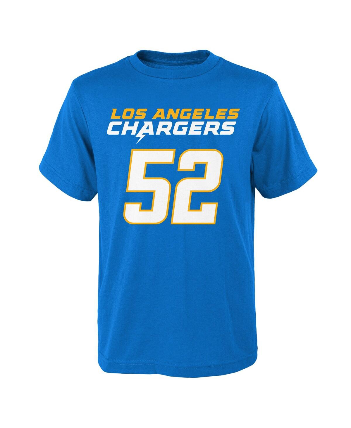 Outerstuff Big Boys Khalil Mack Powder Blue Los Angeles Chargers Mainliner Player Name And Number T-shirt In Powder Blue