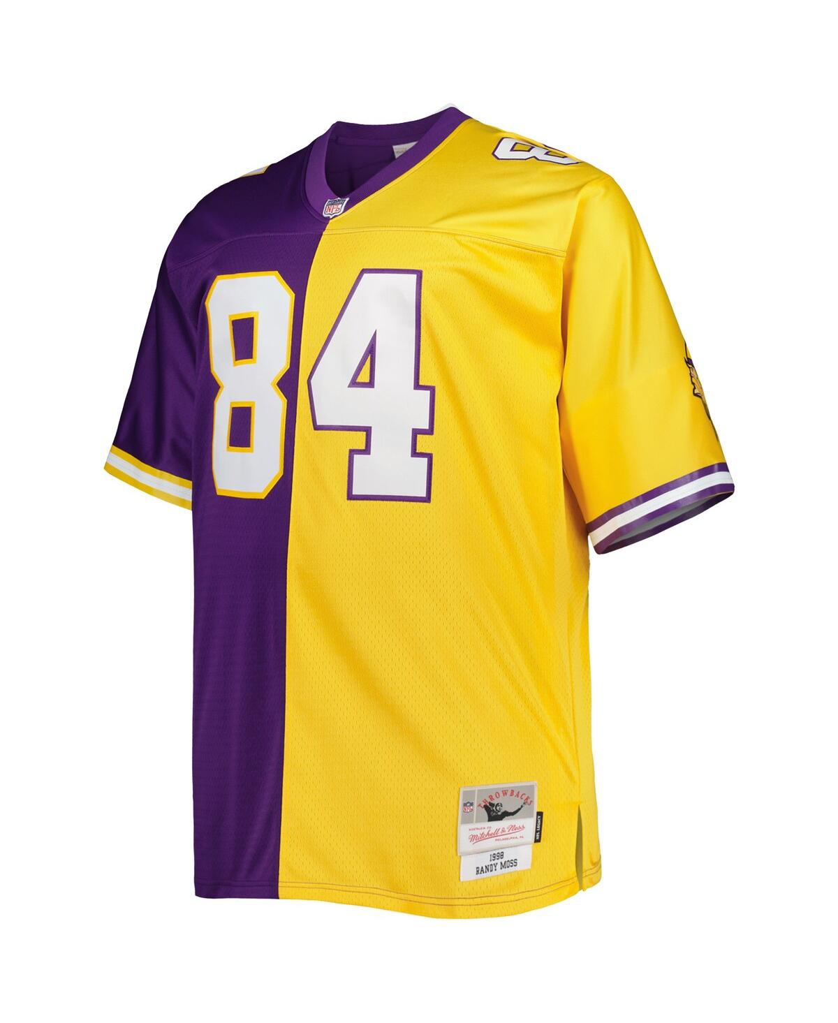 Men's Mitchell & Ness Randy Mossand Gold Minnesota Vikings Big and Tall Split Legacy Retired Player Replica Jersey - Purple, Gold