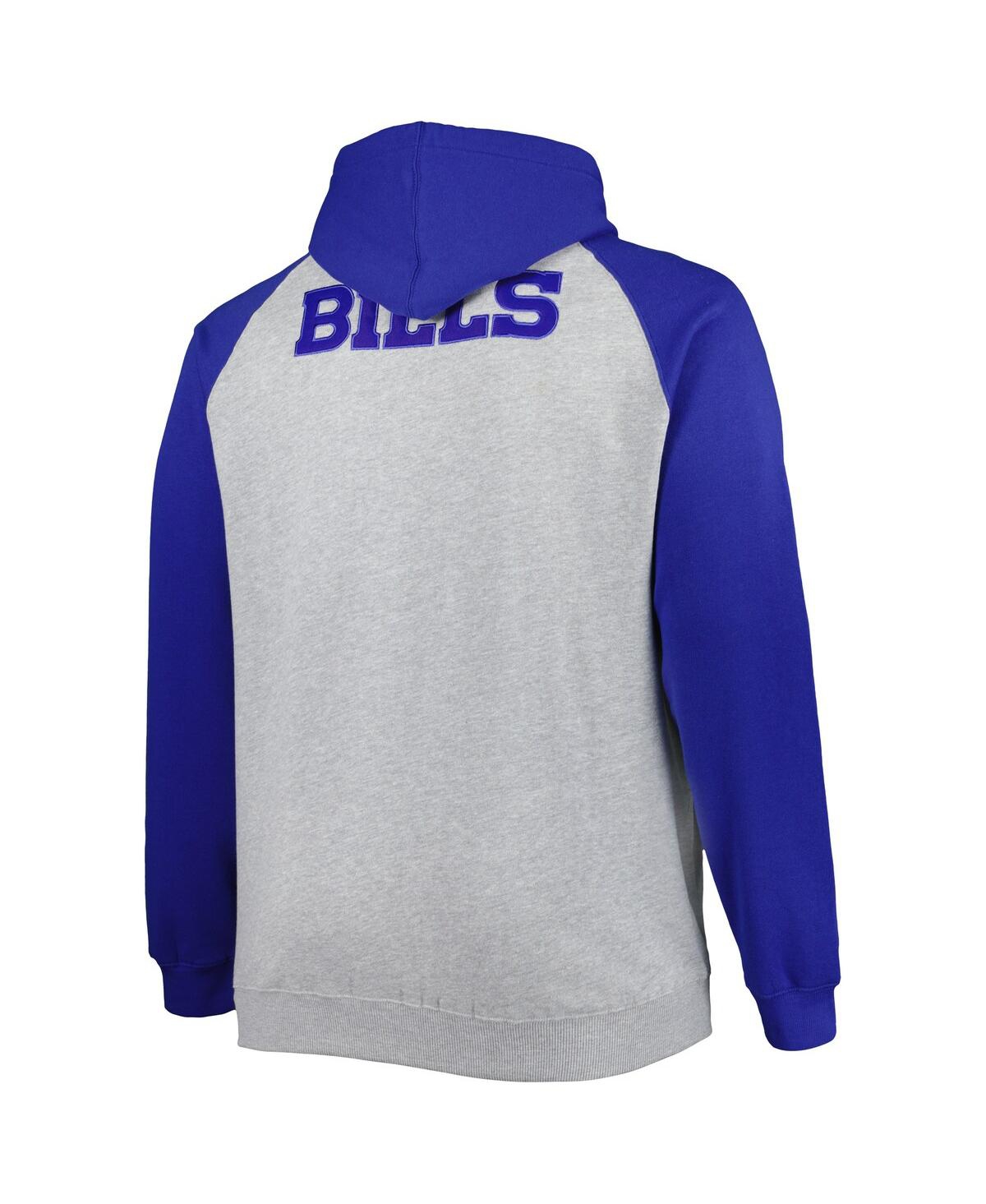 Shop Profile Men's Heather Gray Buffalo Bills Big And Tall Fleece Raglan Full-zip Hoodie Jacket