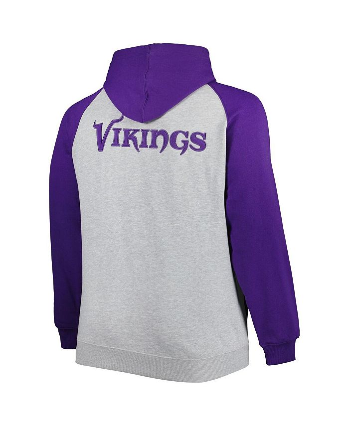 Profile Men's Heather Gray Minnesota Vikings Big and Tall Fleece Raglan