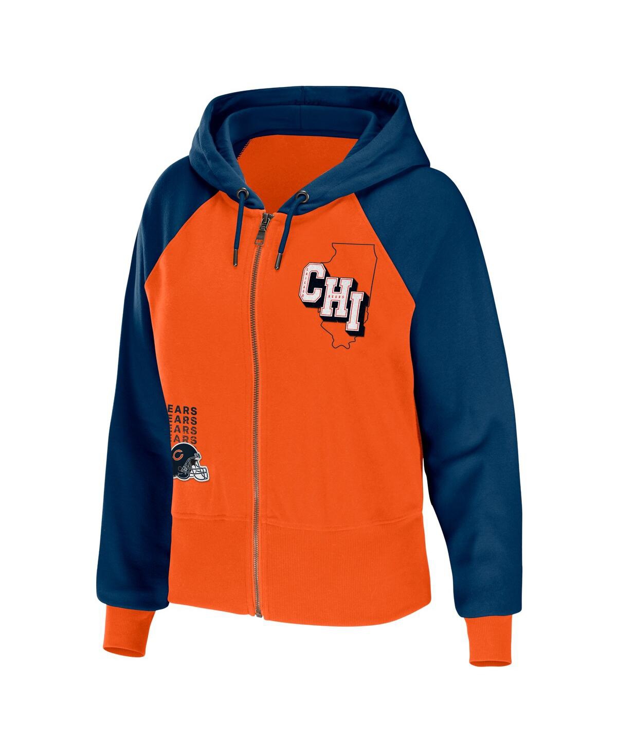 Shop Wear By Erin Andrews Women's  Orange Chicago Bears Colorblock Full-zip Hoodie