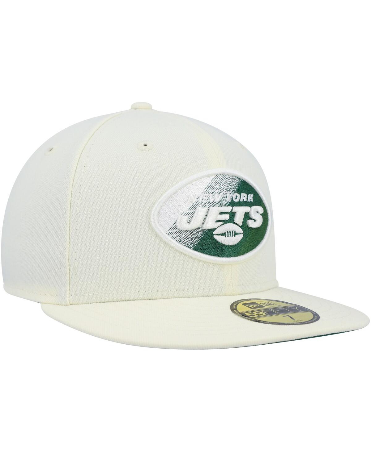 Men's New EraNew York Jets Chrome Dim 59FIFTY Fitted Hat - Cream