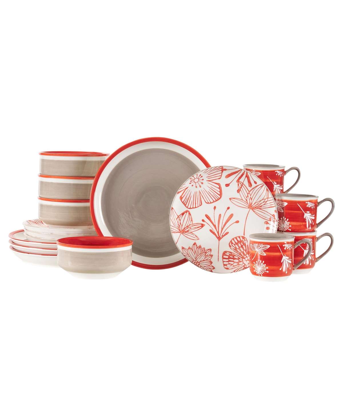 Couleur Dinnerware 16 Piece Set, Service for 4 - Red
