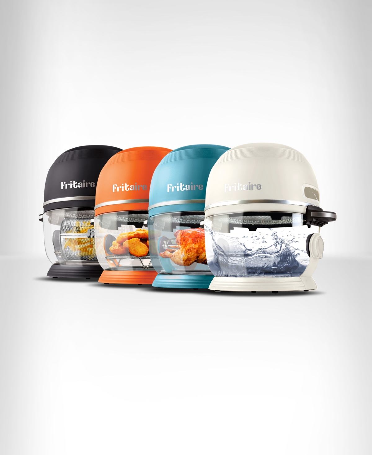 Fritaire Self Cleaning Glass Bowl Air Fryer Set, 4 Piece In Midnight