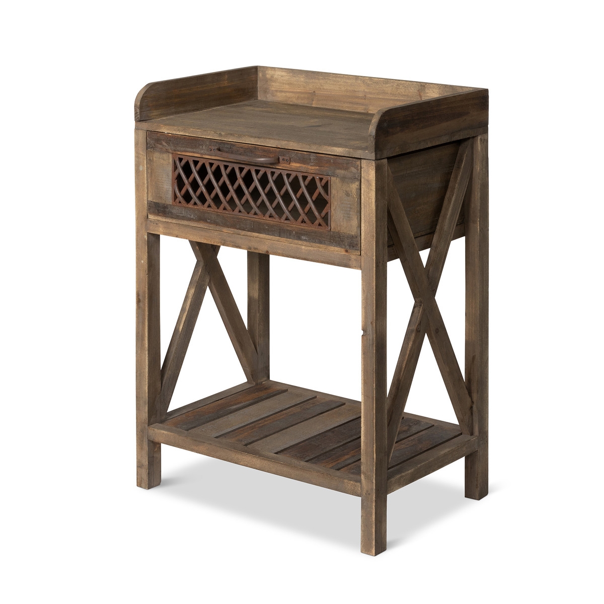 Park Hill Collection Iron Lattice Potting Bench In Natural