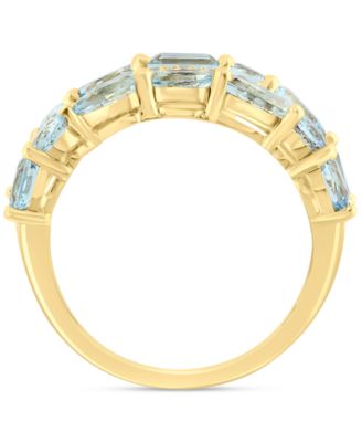 EFFY&reg; Aquamarine (2-1/3 ct. t.w.) & Diamond (1/5 ct. t.w.) Multirow Ring in 14k Gold