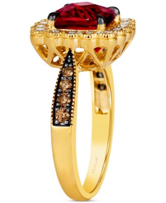 Pomegranate Garnet (2-3/4 ct. t.w.) & Diamond (1/2 ct. t.w.) Halo Ring in 14k Gold