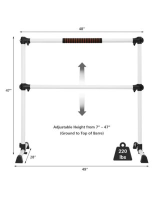 Portable Ballet Barre 4ft Freestanding Adjustable Double Dance Bar