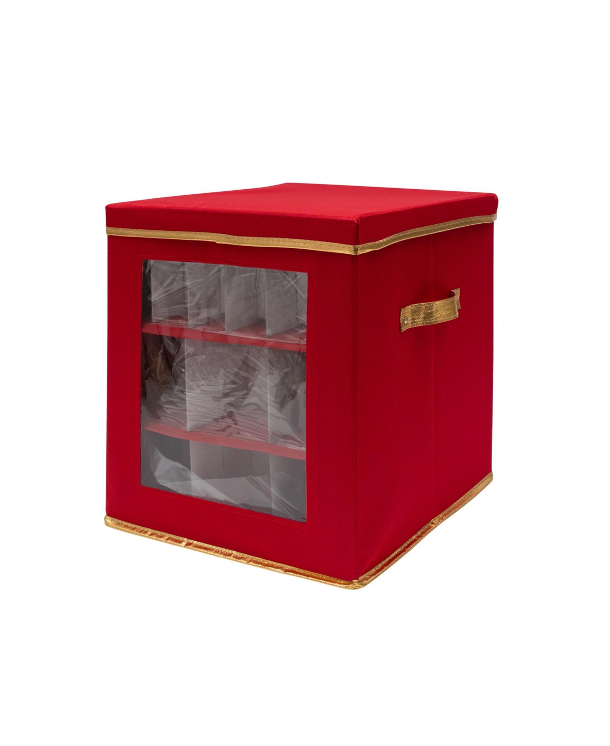 27 Count Large Ornament Storage Box With See Through Window - Red