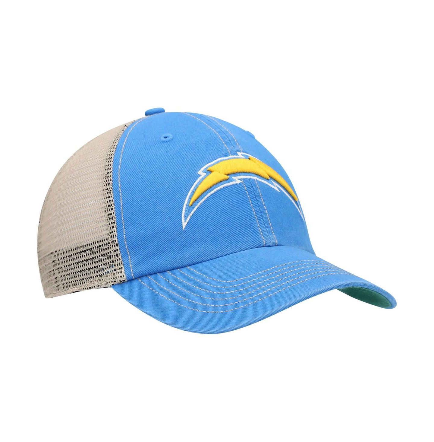 Мужская кепка '47 Brand Powder Blue, Natural Los Angeles Chargers Trawler Trucker Clean Up Snapback Hat — фото 3