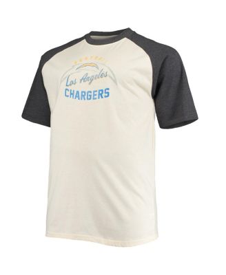 Men's Justin Herbert Oatmeal Los Angeles Chargers Big and Tall Player Name and Number Raglan T-shirt