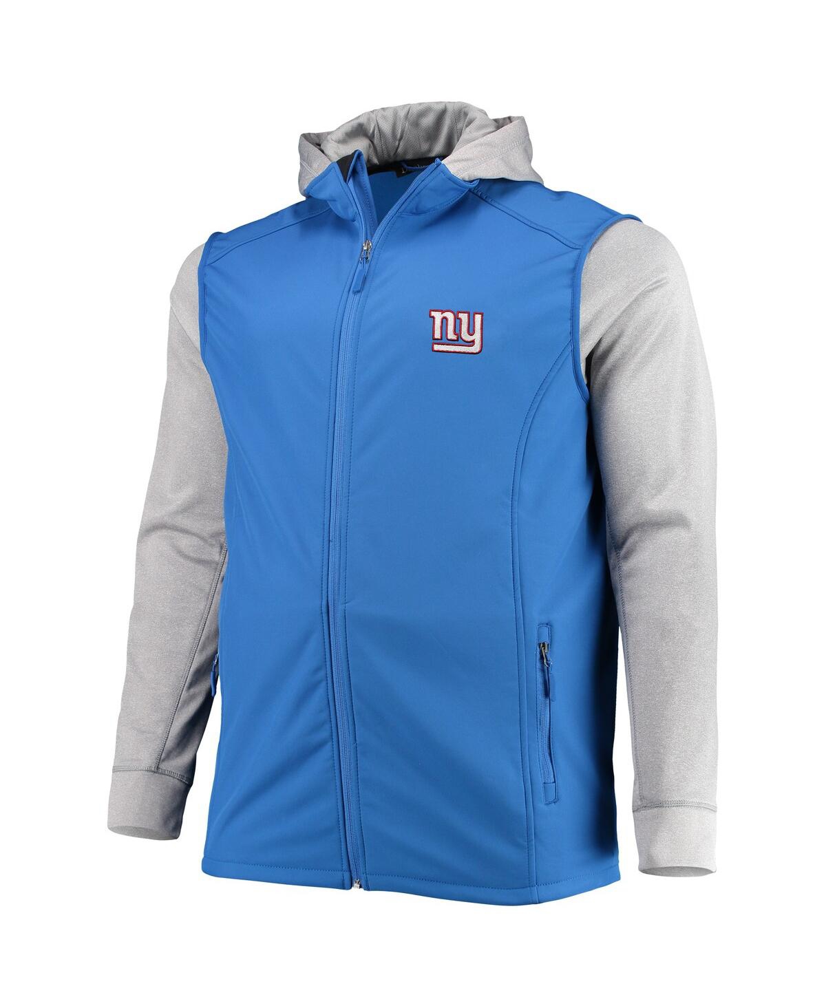 DUNBROOKE MEN'S DUNBROOKE ROYAL, GRAY NEW YORK GIANTS BIG AND TALL ALPHA FULL-ZIP HOODIE JACKET 